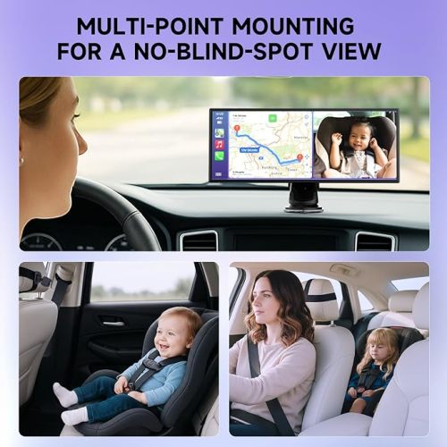 Car Play Screen for Apple CarPlay & Android Auto with Night Vision Baby Monitor Camera, 10.25" IPS HD Screen with OTA Update, Mirror Link, Bluetooth 5.2, Voice Control, Music Play, GPS Navigation, FM