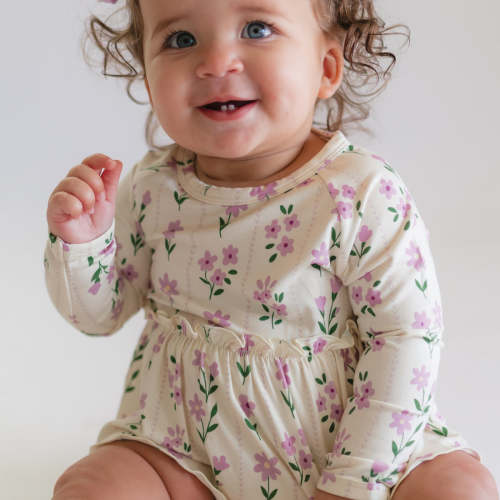 Infant Long Sleeve and Skirt Onesie in Purple Floral – Silks Design