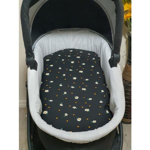 Pram/stroller bassinet liner-Small white daisy flowers-Australian made