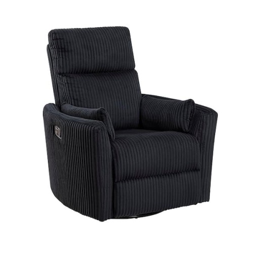 Turbo Black Corduroy Upholstery Manual Swivel Glider Recliner