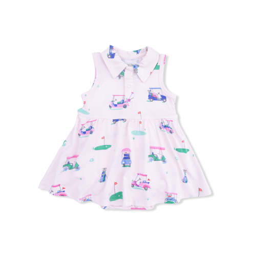 Polo Tennis Bodysuit Dress, Vintage Golf Carts Pink