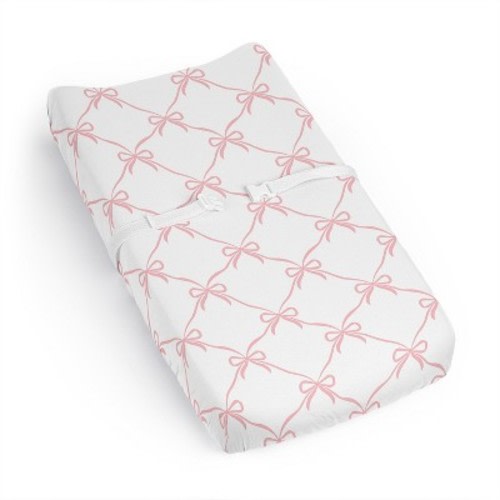 Sweet Jojo Designs Girl Changing Pad Sheet Ballerina and Ballet Bows Pink and White