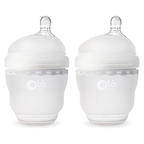 Olababy® GentleBottle 2-Pack 4 fl. oz. Silicone Wide-Neck Bottles in - Frost