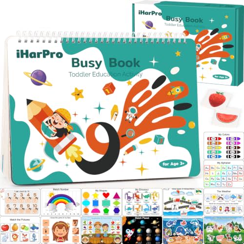 Montessori Busy Book for Toddlers Ages 3-6 | Preassembled Sensory Toy for Autism & Fine Motor Skills | Preschool Learning Activities Binder | Homeschool Supplies | Gift for 3+ Year Old Boys Girls