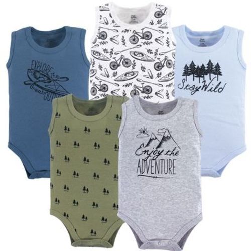 6-9 mos Luvable Friends Yoga Sprout Sleeveless Bodysuits 5pk, Little Explorer,