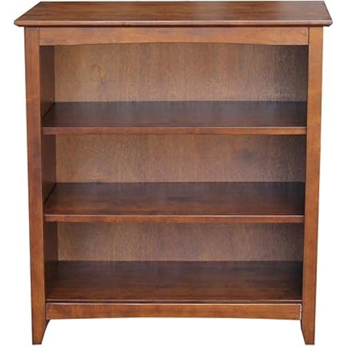 Solid Wood Bookcase 36" High, Parawood, Adjustable Shelves, Kitchen/Dining Furniture