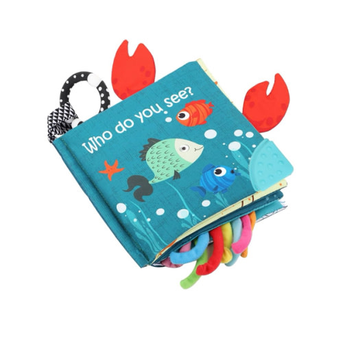 Fish Baby Books Toys, Touch Feel Cloth Crinkle Books for Babies,Baby Infant Toys 0-6, 6-12, 12-18 Months,Early Learning Education Toys,Shower Baby Gifts for Boys Girls,Teething,Mirror,Shark Ocean Book