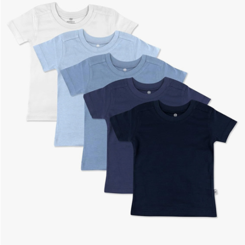 HonestBaby Unisex-Baby 5-Pack Short Sleeve T-Shirts 100% Organic Cotton Baby, Toddler, Little Kid, Boy, Girl, Unisex