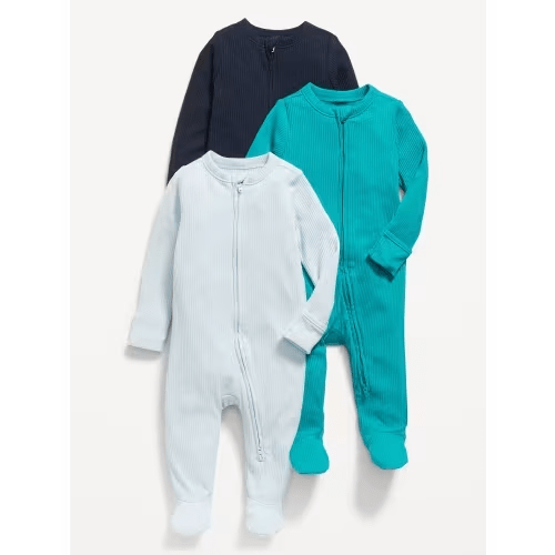 2-Way-Zip Sleep & Play Footed One-Piece 3-Pack for Baby