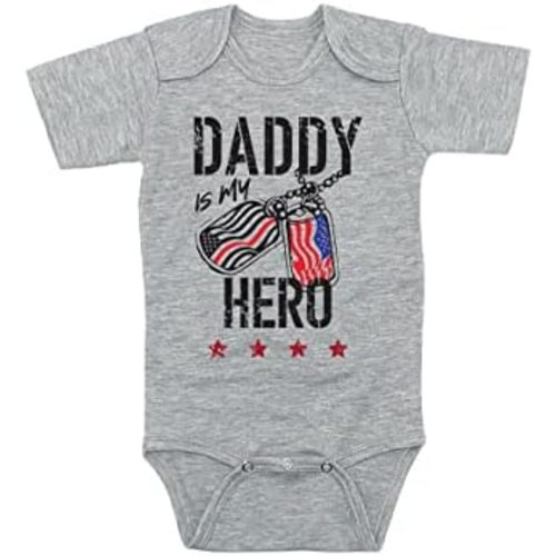 TeeNow - Daddy Is My Hero (Custom Color All Branches) - US Military Inspired Baby Infant Bodysuit - Boy/Girl
