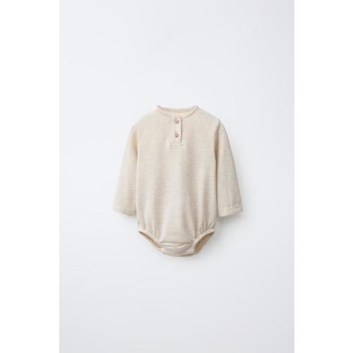 HENLEY NECK BODYSUIT - Mid-ecru | ZARA United States
