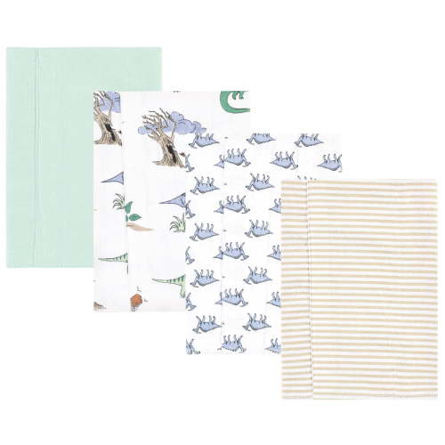 Luvable Friends Hudson Baby Flannel Burp Cloths 4pk, Pastel Dino