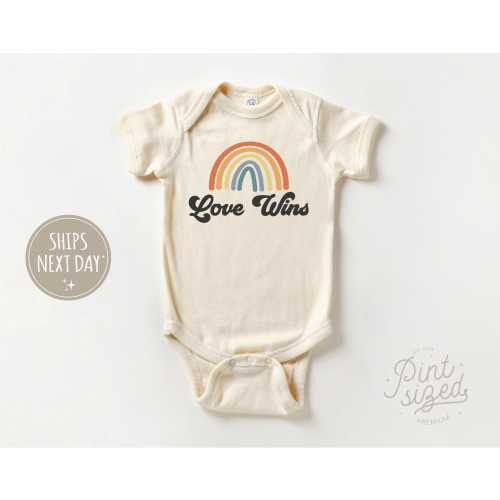 Love Wins Baby Onesie® - LGBTQ+ Rainbow Bodysuit - Cute Pride Month Natural Onesie®