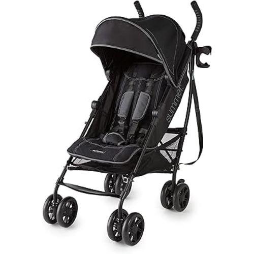 Summer Infant 3Dlite+ Convenience Stroller, Lightweight Umbrella Stroller with Oversized Canopy, Extra-Large Storage and Compact Fold, Black
