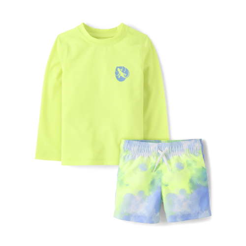 The Children's Place Baby & Toddler Boys Long Sleeve Swimsuit Set, 2-Piece, Sizes 6M-5T