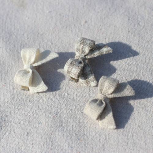 Mini Linen Hair Bows | Individual or Set Options | Mini Clips