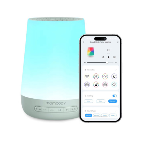 Momcozy Baby Sound Machine, White Noise Machine for Baby Sleeping with Night Light, Toddler Sleep Trainer with 34 Soothing Sounds, Timer, App Remote Control, Personal Sleep Routine(Green)