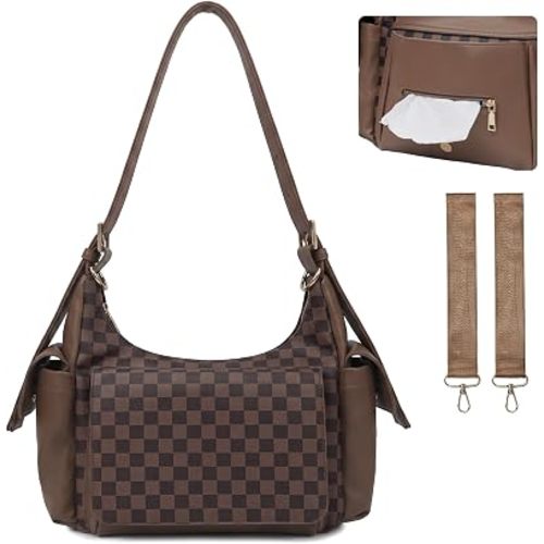 Omanmoli Leather Diaper Bag Purse Tote Crossbody Small Stroller Baby Bag