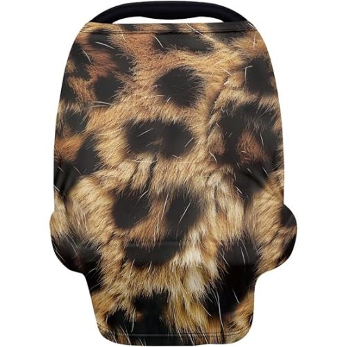 Forchrinse Pink Leopard Print Car Seat Cover for Baby Soft Stretchy Breastfeeding Nursing Cover Multi Use Cover for Shopping Cart/High Chair/Stroller