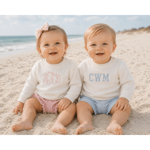 Baby Toddler Sweater White Personalized Pullover Crewneck - Hiccups Children's Boutique