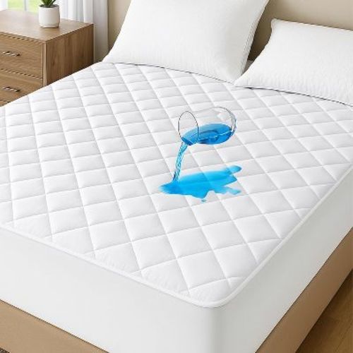 King Size Quilted Waterproof Mattress Protector With 18" Deep Pocket White Mattress Cover - Cotton Passion