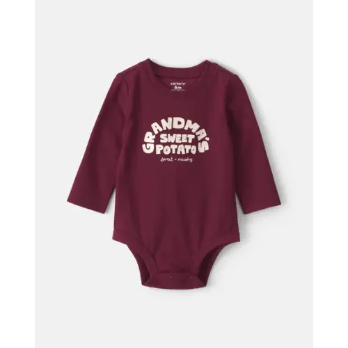 Baby 'Grandma's Sweet Potato' Long-Sleeve Graphic Bodysuit - Maroon | Carter's