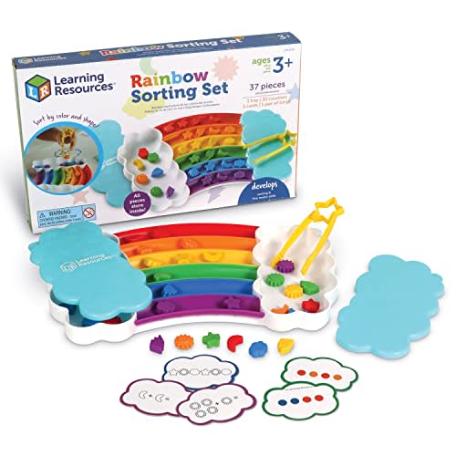 Learning Resources Rainbow Sorting Set, fine Motor, Sorting, Patterning & Addition Skills, Toddler Educational Toys, Sensory Tray
