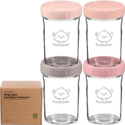 Prep Baby Food Storage Containers, 4oz & 8oz Leak-Proof, BPA Free Glass Baby Food Jars for Feeding