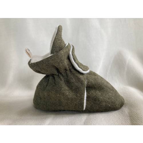 Forest Green Linen/Cotton Baby Booties