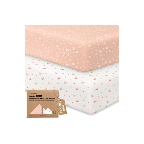 2-Pack Soothe [Protect+] Waterproof Mini Crib Sheets