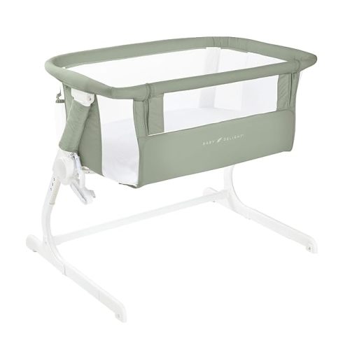 Baby Delight Beside Me™ Dreamer Bassinet | Bedside Sleeper & Baby Bassinet | 8-Position Height Adjustment | 100% GOTS Certified Organic Cotton Fabric | Organic Sage