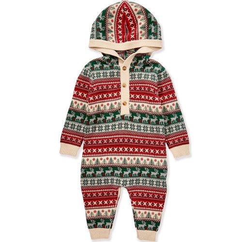 Scene&Heard Baby Boys Hooded Fair Isle Christmas Coverall