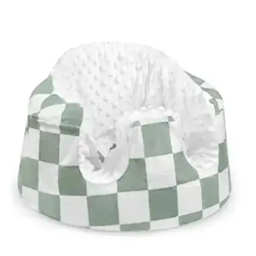 Minky Seat Cover Compatible with Bumbo Seat, Removable Ultra Soft Comfortable Warm Seat Slipcover for Baby Girl and Boy, Green Checkered