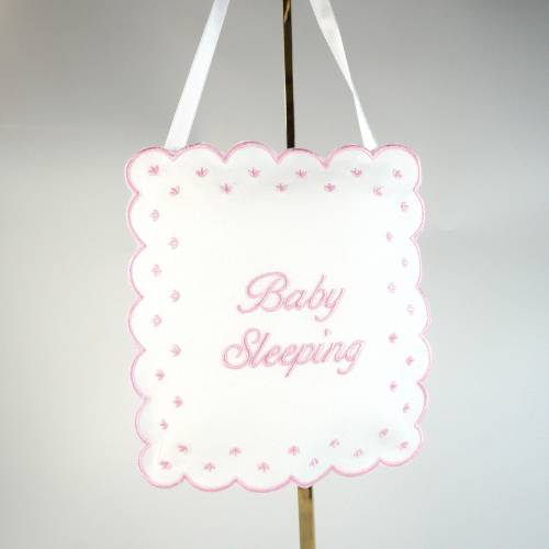 Personalized Linen Baby Sleeping Hanging Sign Pillow