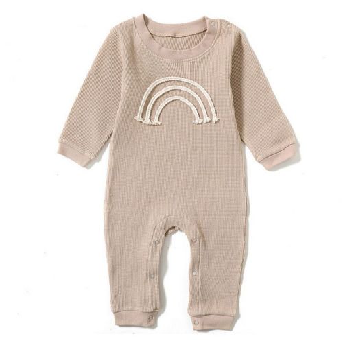 Baby Boys Girls Gender Neutral Sand Rainbow Long-Sleeve Romper