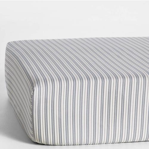 Frenchie Cloudy Blue Organic Cotton Baby Crib Fitted Sheet by Leanne Ford