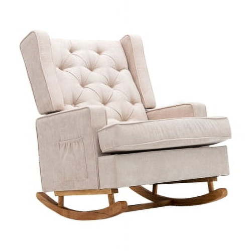 Modern Accent Rocking Chair,Comfy Armchair with Side Pockets,Rocking Accent Chair, Lounge Arm Chair for Living Room/Bedroom/Nursery