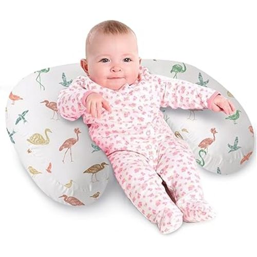 Little Grape Land Nursing Pillow, Breast Feeding Pillows for Mom, Birds Soft Cover with Breathable Filling, Feeding Support Pillow for 0-12 Months, Multifunctional Support Cushion for Travel