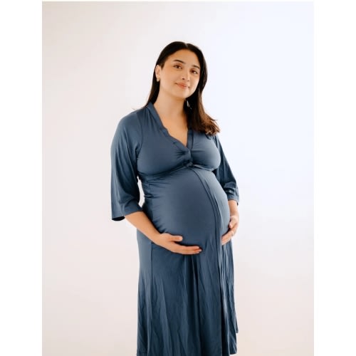 Lila Labor & Postpartum Gown in Midnight Blue