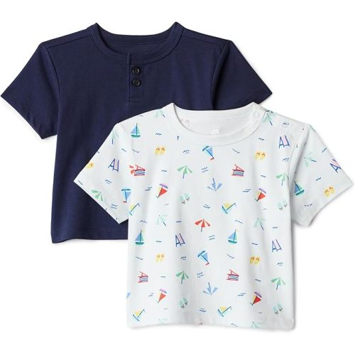Amazon Essentials x Sofia Grainge Toddlers and Baby Boys' Cotton Short Sleeve Crewneck T-Shirts, Pack of 2