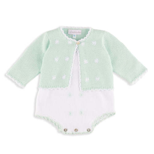 Sloane Mint Cardigan with Flower Embroidery