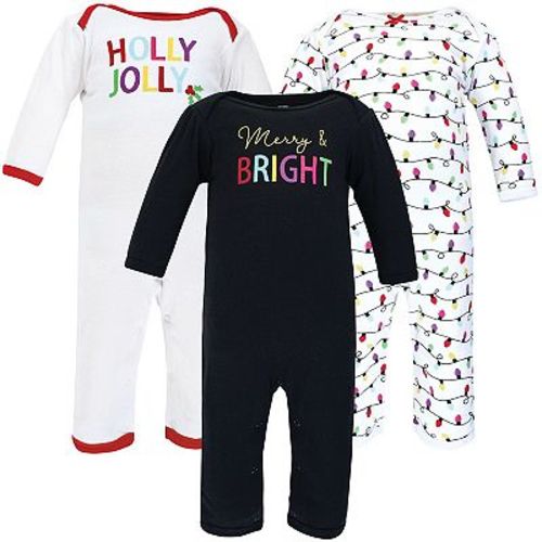 Hudson Baby Infant Girl Cotton Coveralls, Merry And Bright, 3-6 Months