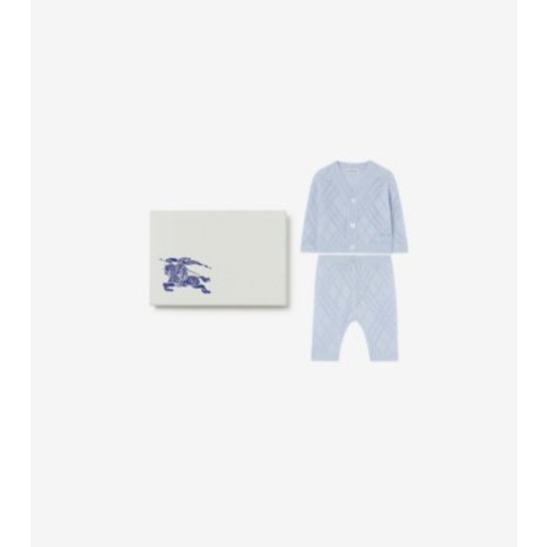 Check Cashmere Two-piece Set in Dusty blue - Children | Burberry® Official
