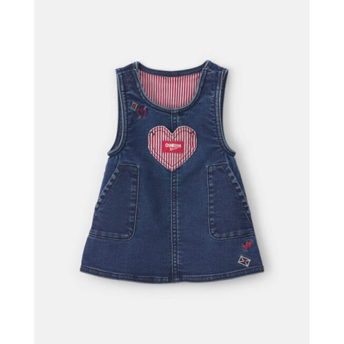 Baby Girl Valentine's Day Sleeveless Denim Dress - Medium Wash - OshKosh B'gosh | Carter's