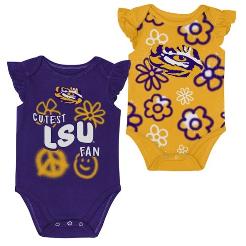 LSU Tigers Outerstuff Girl's Newborn and Infant Little Sunshine Two-Piece Bodysuit Set - Purple/Gold
