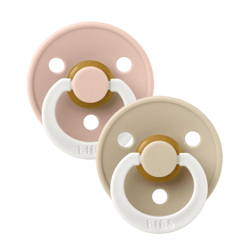 BIBS Colour Glow in The Dark Latex Pacifier Size 3, 18 to 36 Months, Blush/Vanilla, 2 Pack