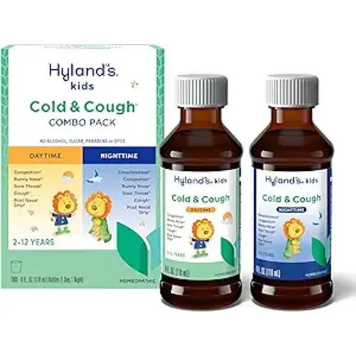 Hyland's Kids Cold and Cough, Day and Night Combo Pack, Cold Medicine for Ages 2 and up, Syrup Cough Medicine for Kids, Nasal Decongestant, 4 Fl Oz (Pack of 2)