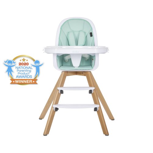 Evolur Zoodle 3-in-1 High Chair Booster Feeding Chair with Modern Design, Mint