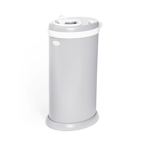 Ubbi Stainless Steel Diaper Pail, No Special Bags, Odor-Locking, Gray | Award-Winning Registry Must-Have, Childproof Safety Lid with Lock, Holds Up To 55 Newborn Diapers, Modern Nursery Essential