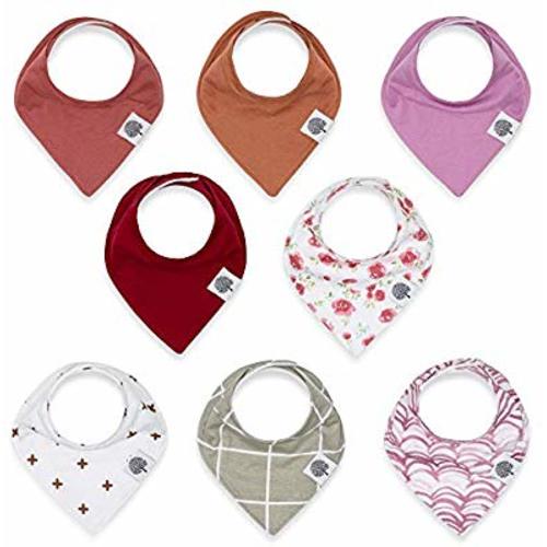 Parker Baby Bandana Drool Bibs – 8 Pack Baby Bibs for Girls -"Rose Set"